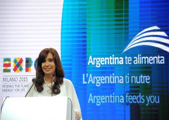 La Presidente d'Argentina Cristina Kirchner all'Expo 2015.